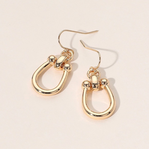 Gold Hardware Equestrian Fish Hook Earrings - Picture 2 of 3